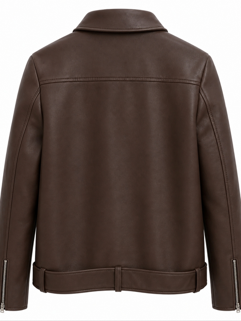 Lulus Brown Behavior Vegan Leather Moto Jacket Oversized Belted NWT Small - Picture 5 of 15
